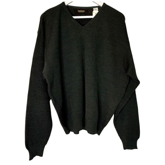 Bacharach NWT made in Italy merino wool green vneck sweater  L - Picture 1 of 9
